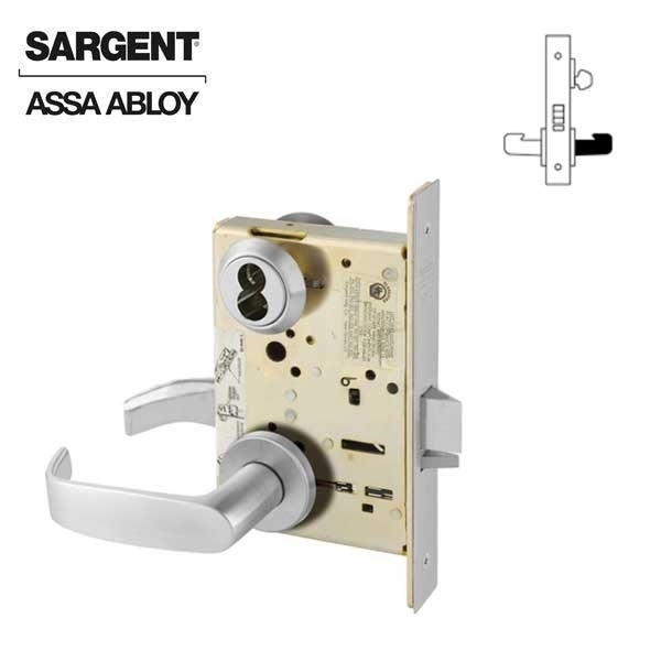 Sargent 8200 Series Mortise Lock Mechanical Storeroom or Closet Lock to accept SFIC Core LN Trim L Rose Sati SRG-70-8204-LNL-26D